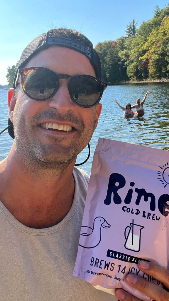 Man with bag with Rime Cold Brew