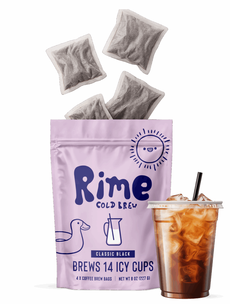Rime Cold Brew bag with bags flying out